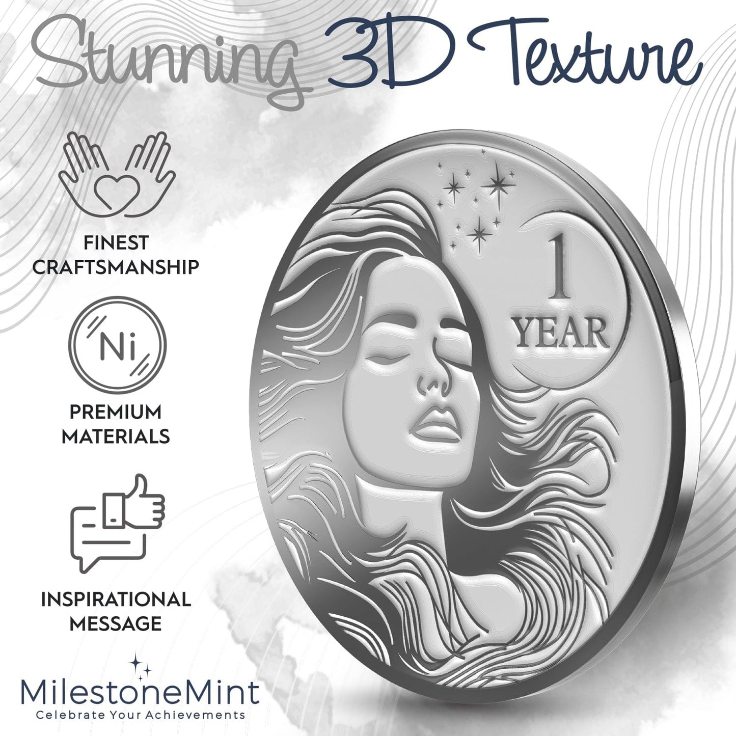 Recovery Medallion Coin I Inspiring Sobriety I Womens Serenity Prayer Milestone