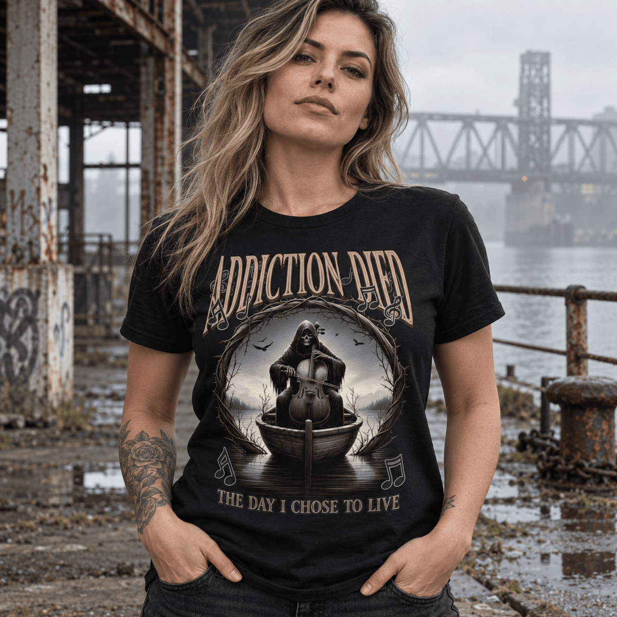 Recovery T-Shirt | Inspiring Sobriety | Addiction Died The Day I Chose To Live