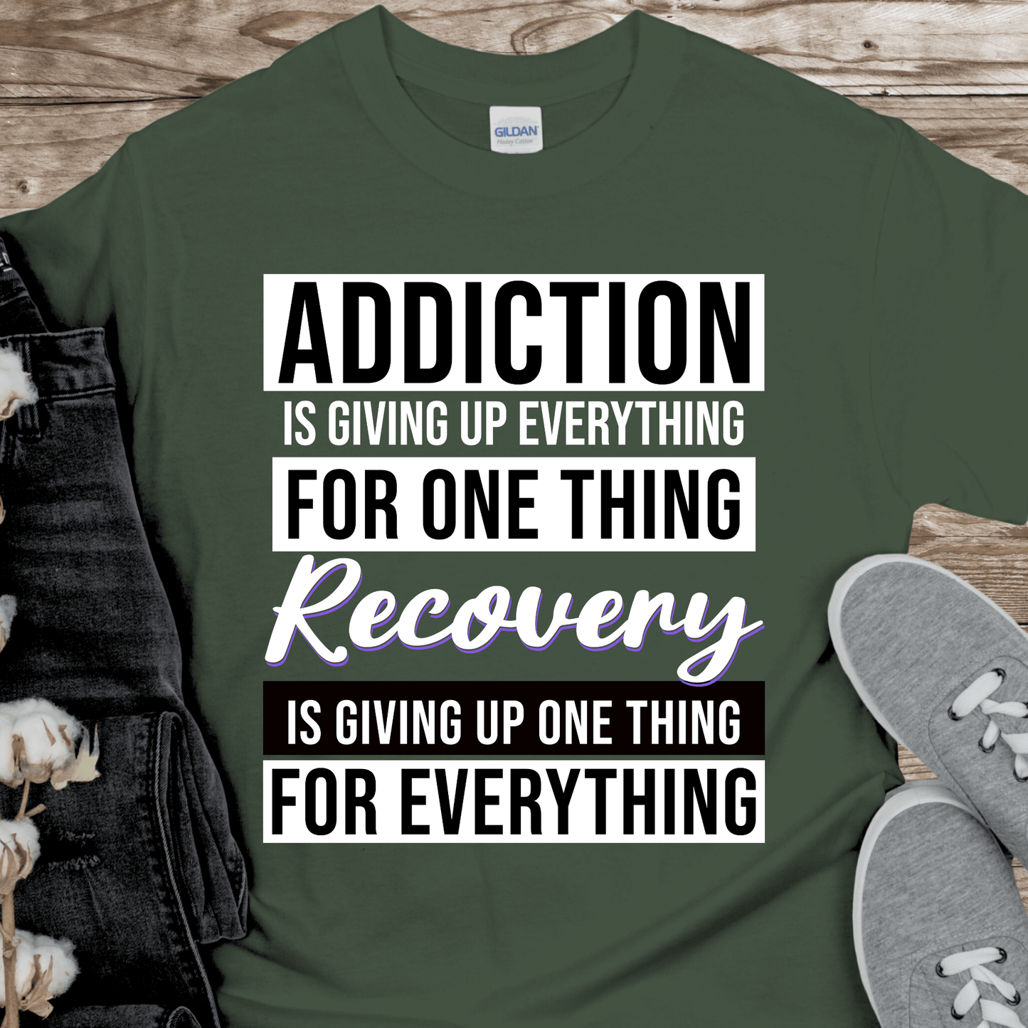 Recovery T-Shirt | Inspiring Sobriety | Addiction VS Recovery