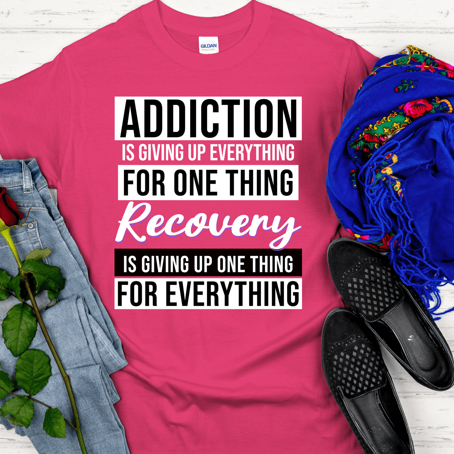 Recovery T-Shirt | Inspiring Sobriety | Addiction VS Recovery