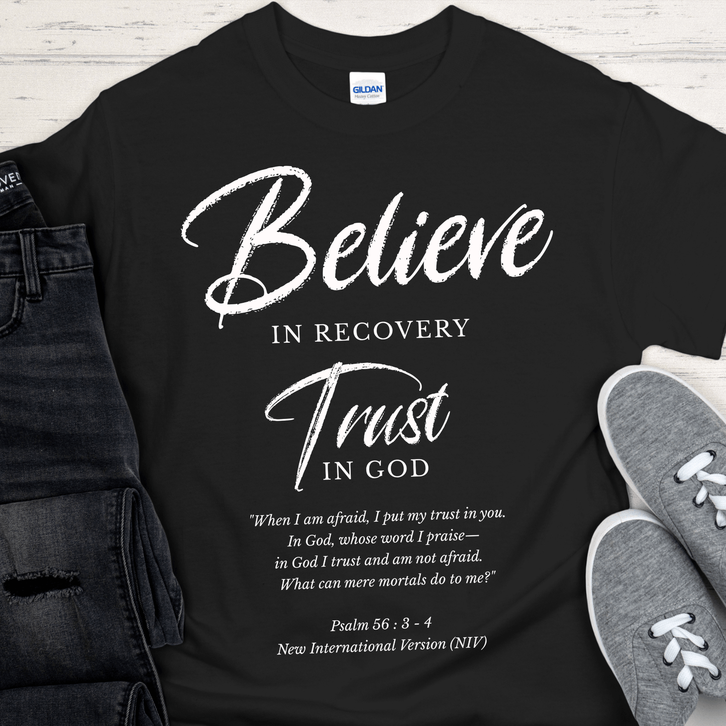 Recovery T-Shirt | Inspiring Sobriety | Believe in Recovery, Trust in God