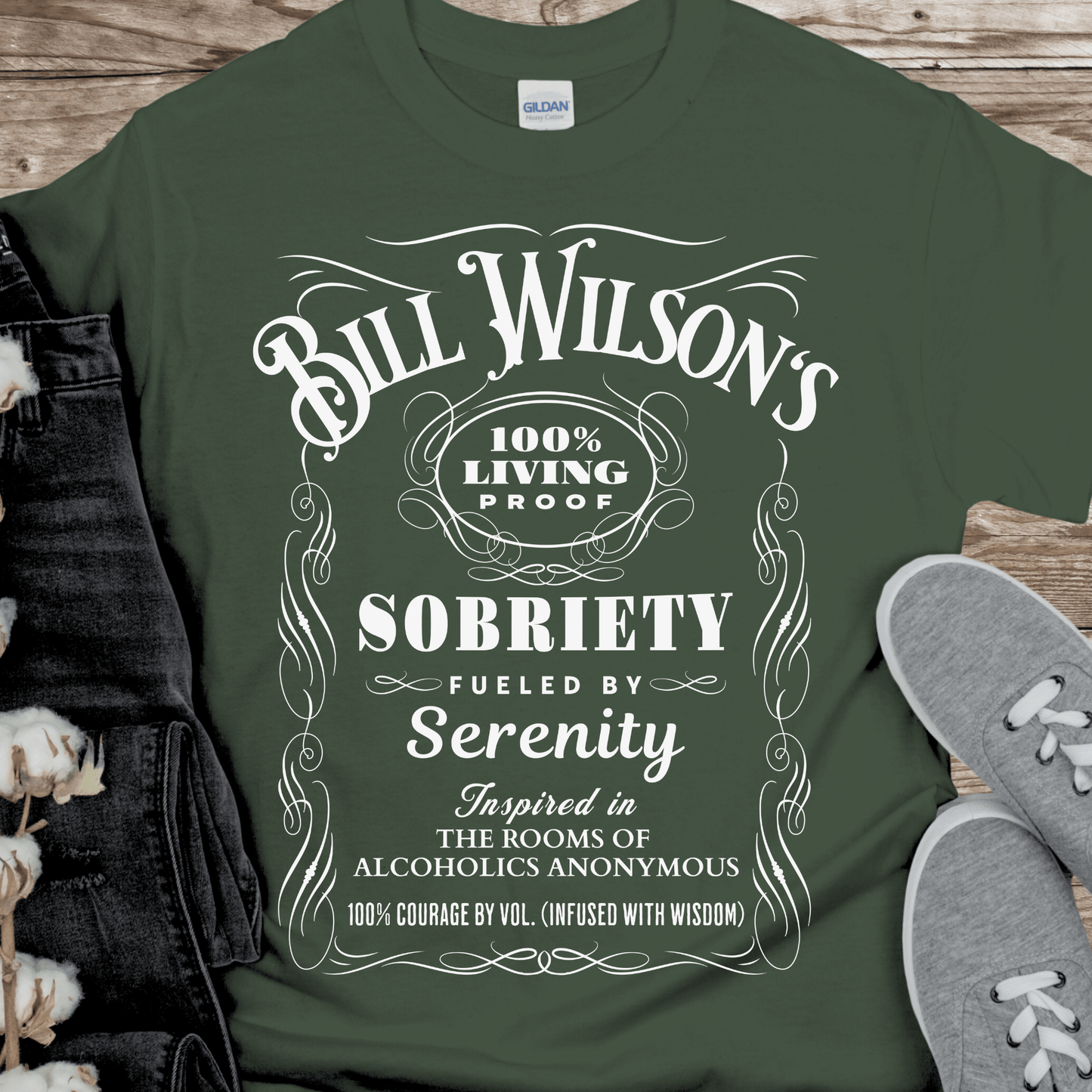 Recovery T-Shirt | Inspiring Sobriety | Bill Wilson's 100% Living Proof Sobriety