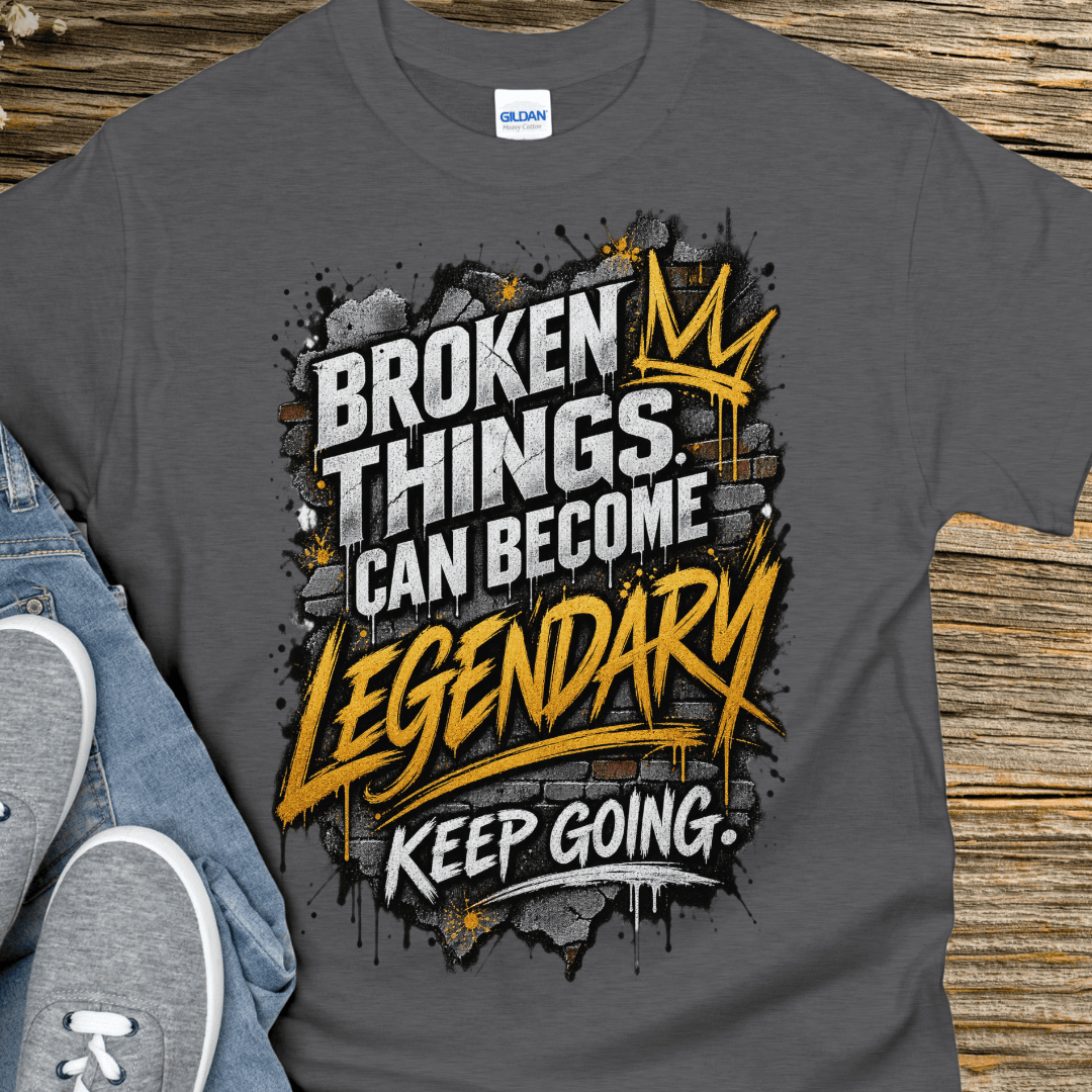 Recovery T-Shirt | Inspiring Sobriety | Broken Things Can Become Legendary