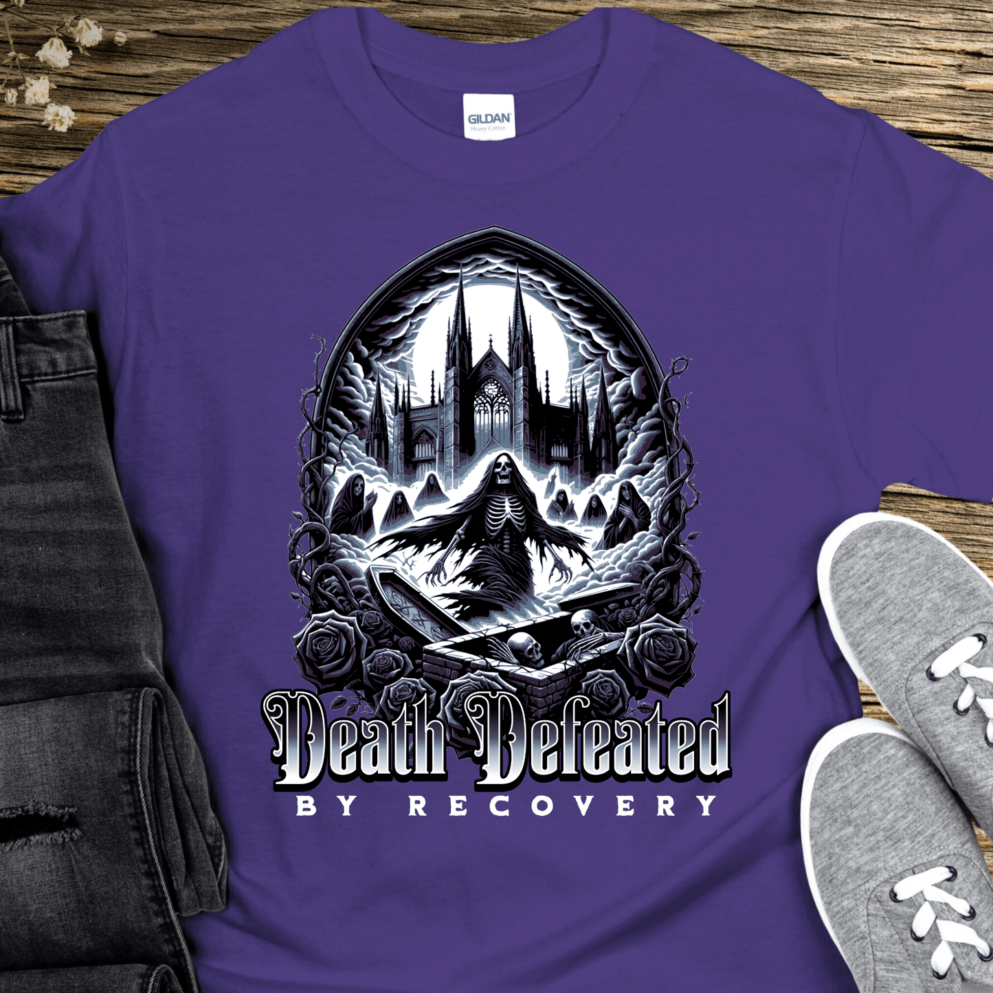 Recovery T-Shirt | Inspiring Sobriety | Death Defeated By Recovery