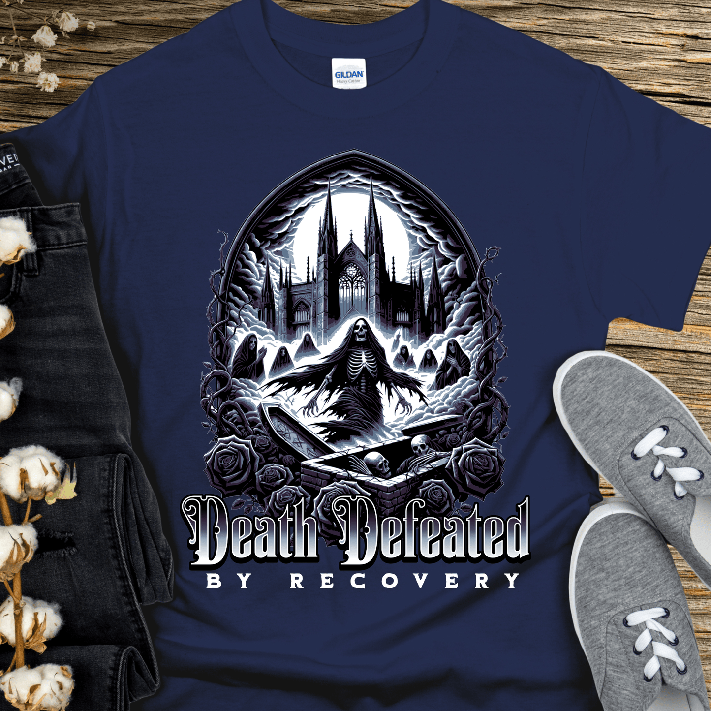 Recovery T-Shirt | Inspiring Sobriety | Death Defeated By Recovery