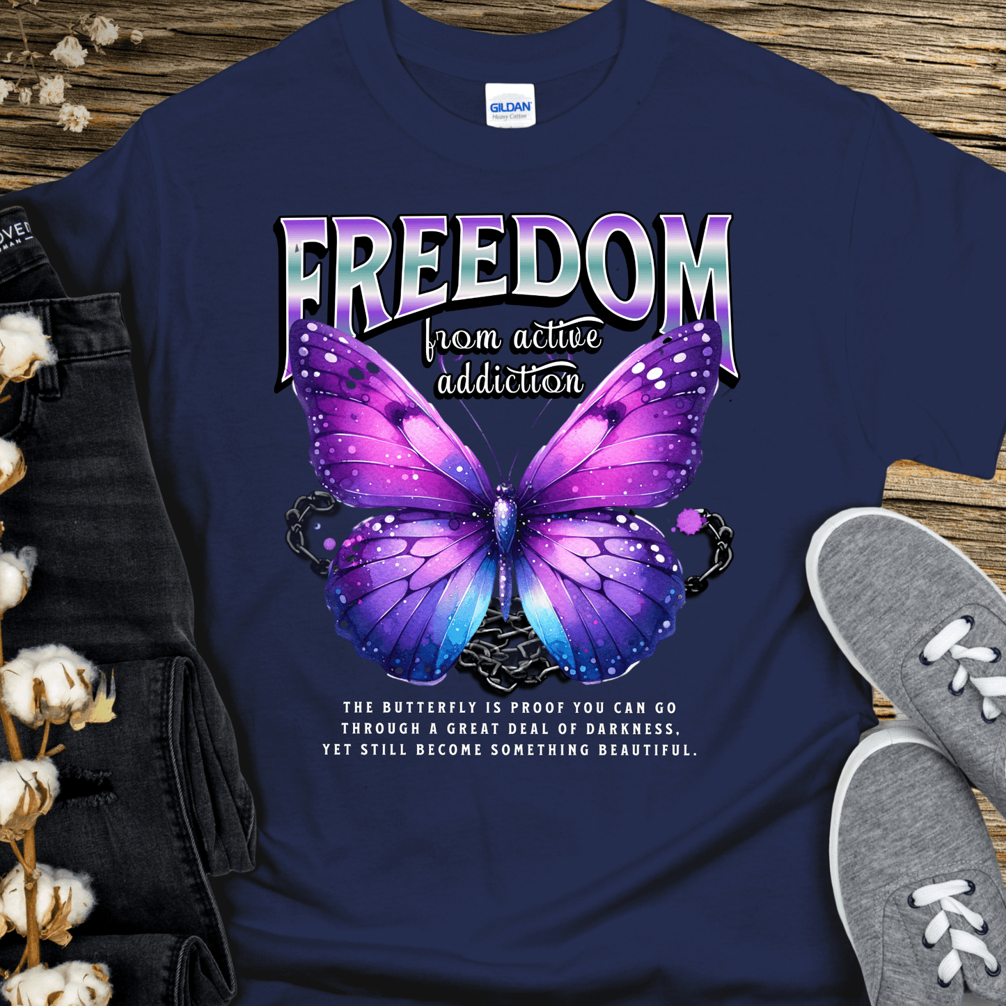 Recovery T-Shirt | Inspiring Sobriety | Freedom Butterfly