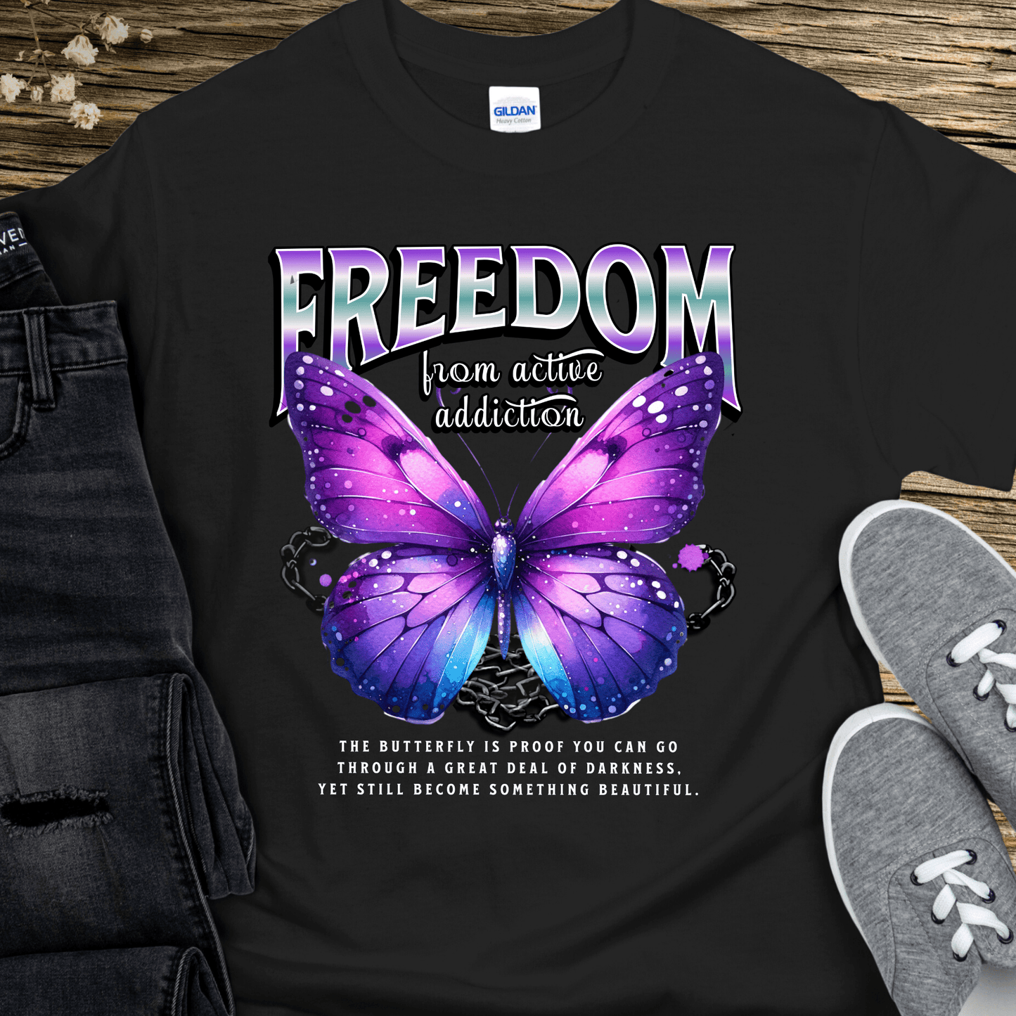 Recovery T-Shirt | Inspiring Sobriety | Freedom Butterfly