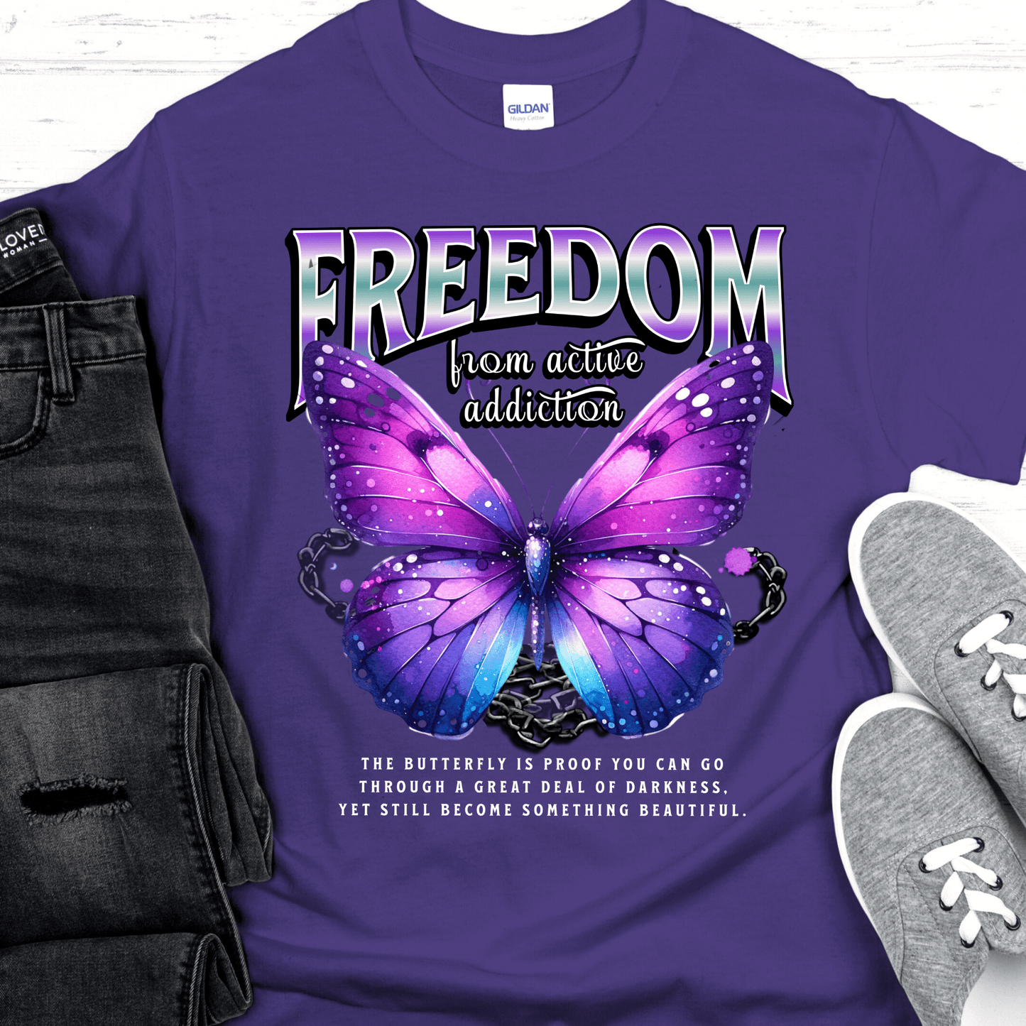 Recovery T-Shirt | Inspiring Sobriety | Freedom Butterfly