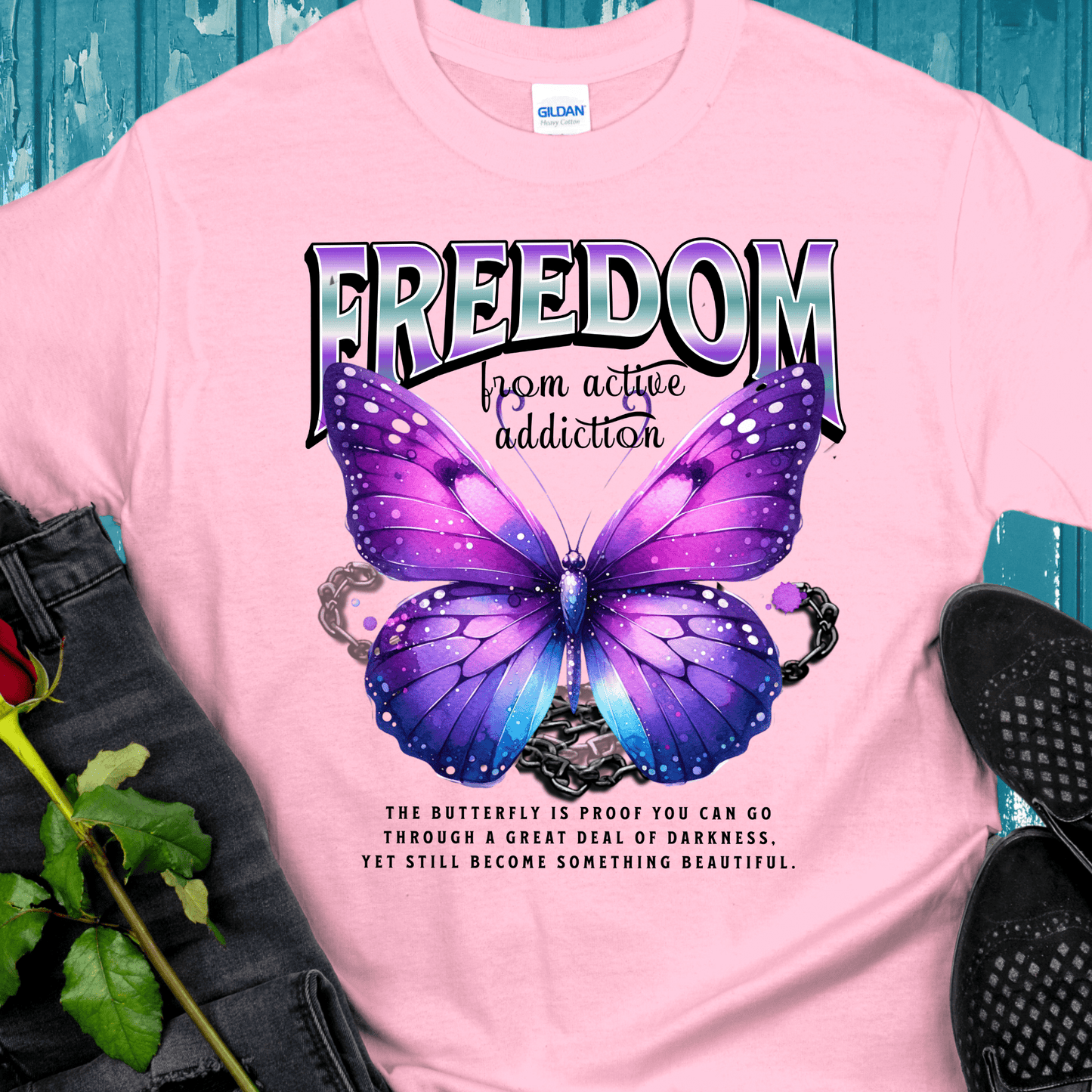 Recovery T-Shirt | Inspiring Sobriety | Freedom Butterfly