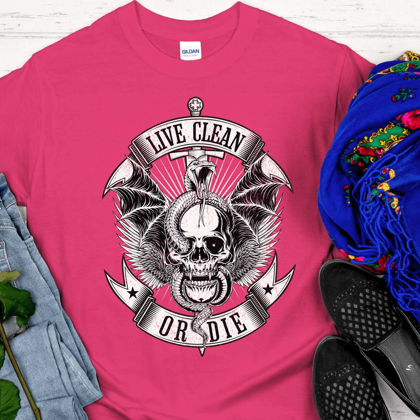 Recovery T-Shirt | Inspiring Sobriety | Live Clean or Die