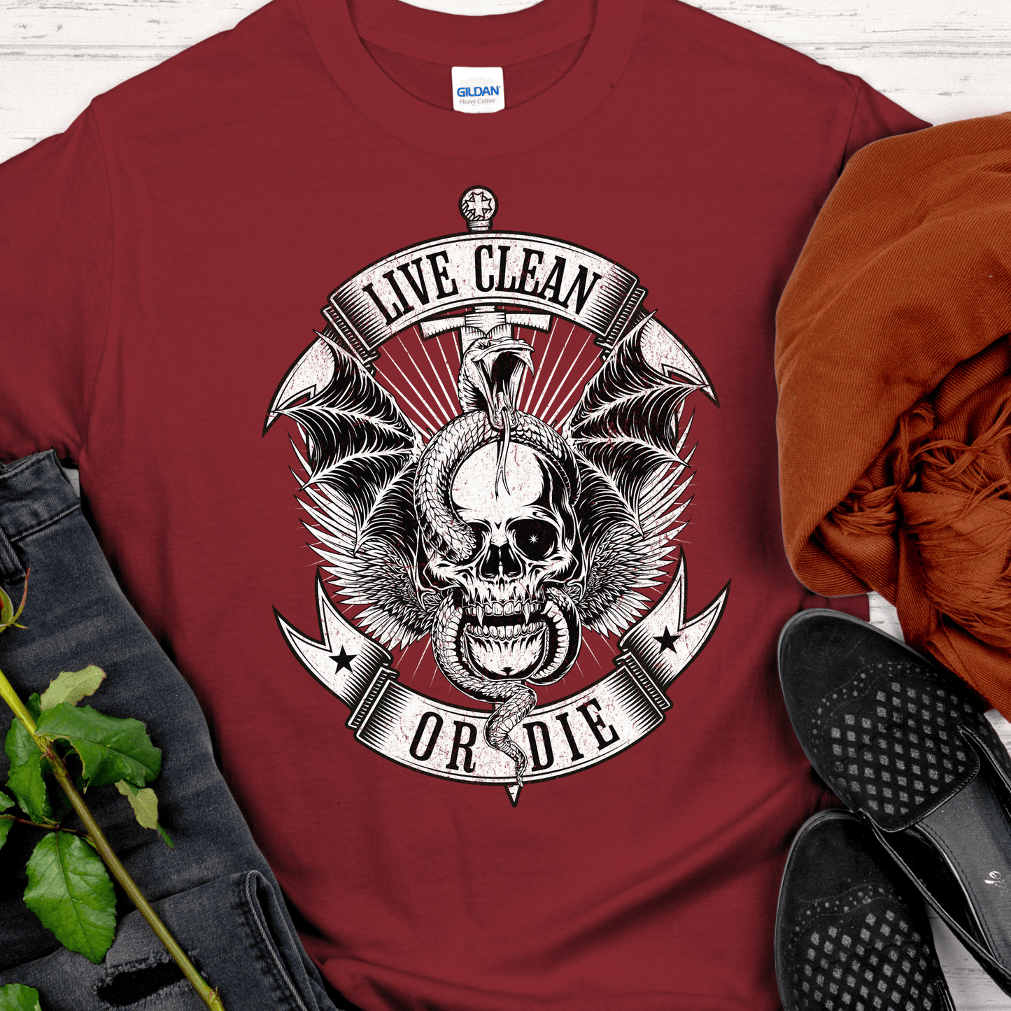 Recovery T-Shirt | Inspiring Sobriety | Live Clean or Die