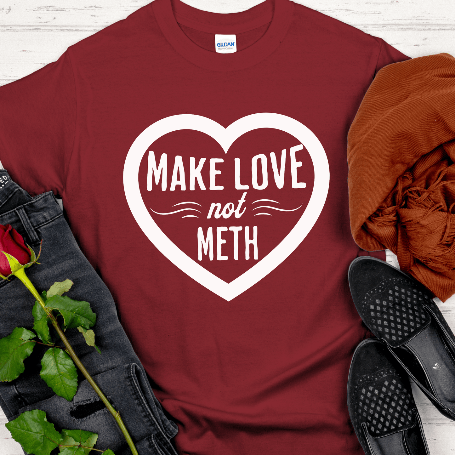 Recovery T-Shirt | Inspiring Sobriety | Make Love Not Meth