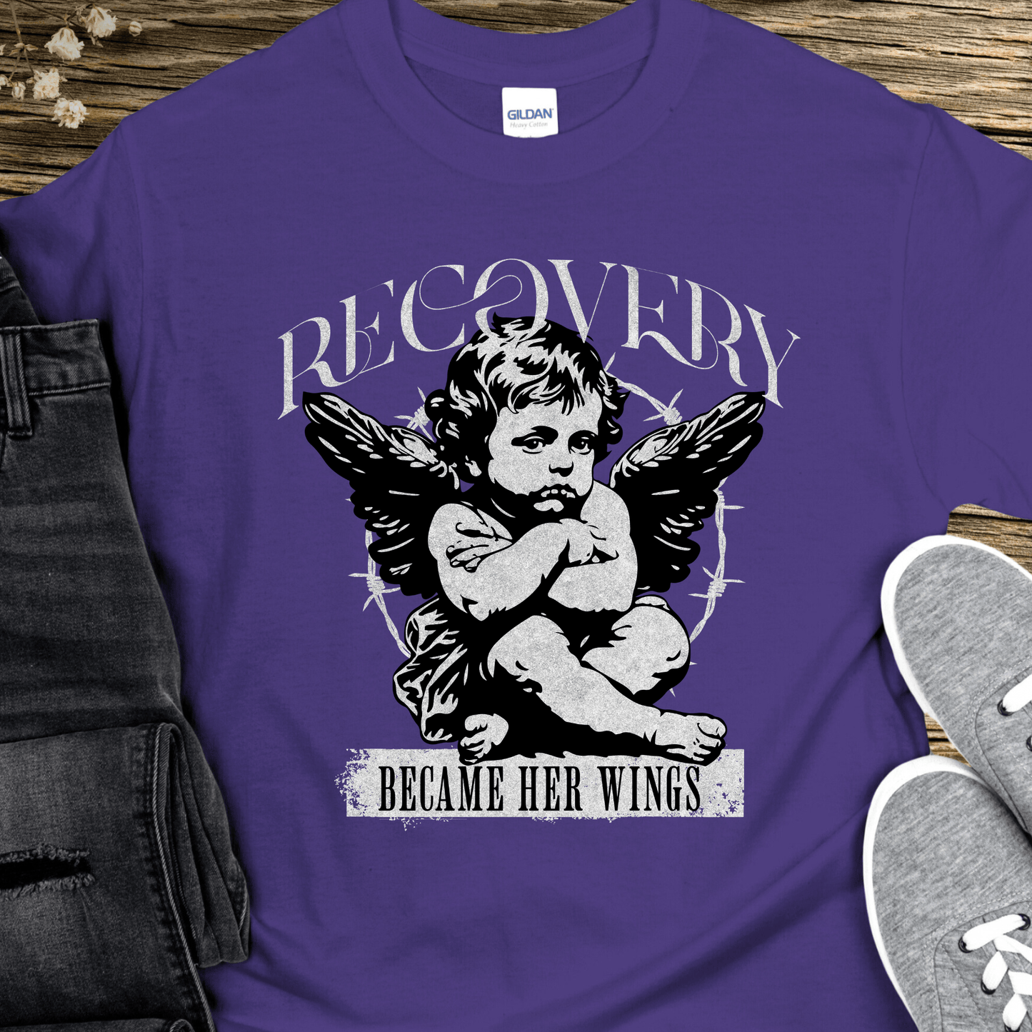 Recovery T-Shirt | Inspiring Sobriety | Recovery Became Her Wings