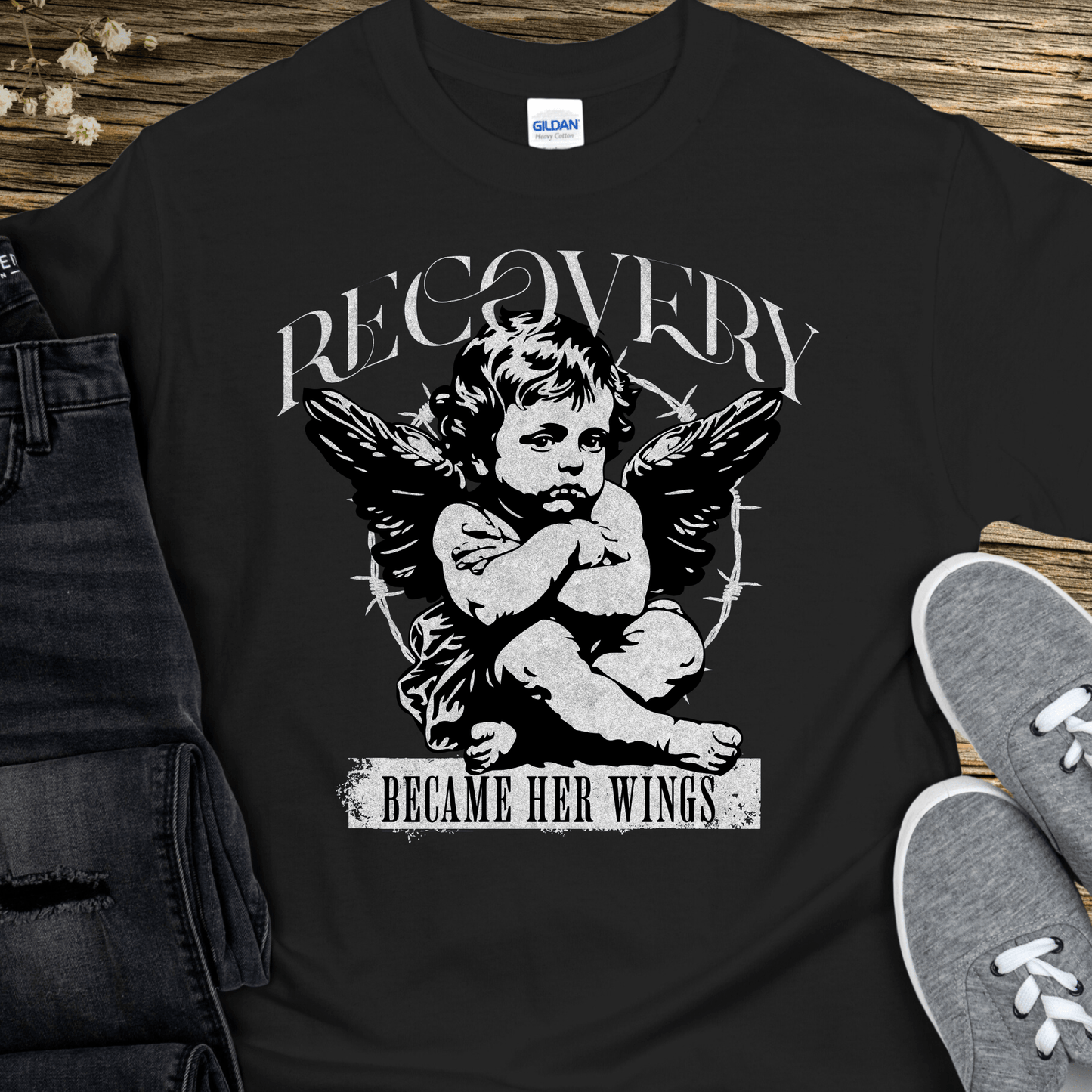 Recovery T-Shirt | Inspiring Sobriety | Recovery Became Her Wings