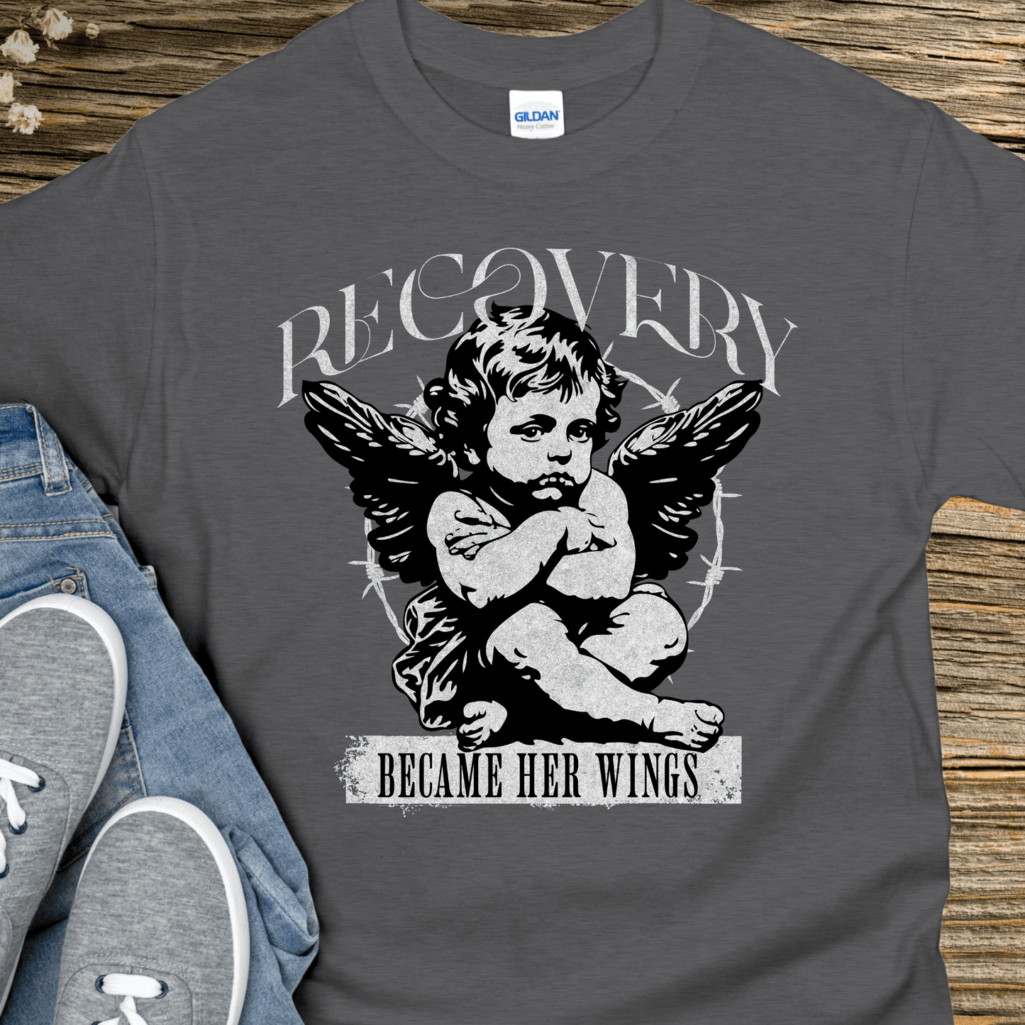Recovery T-Shirt | Inspiring Sobriety | Recovery Became Her Wings