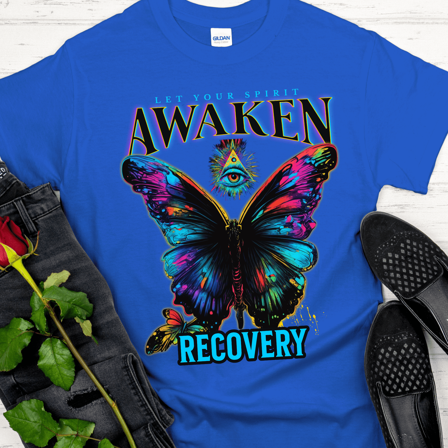 Recovery T-Shirt | Inspiring Sobriety | Spirit Awaken Butterfly