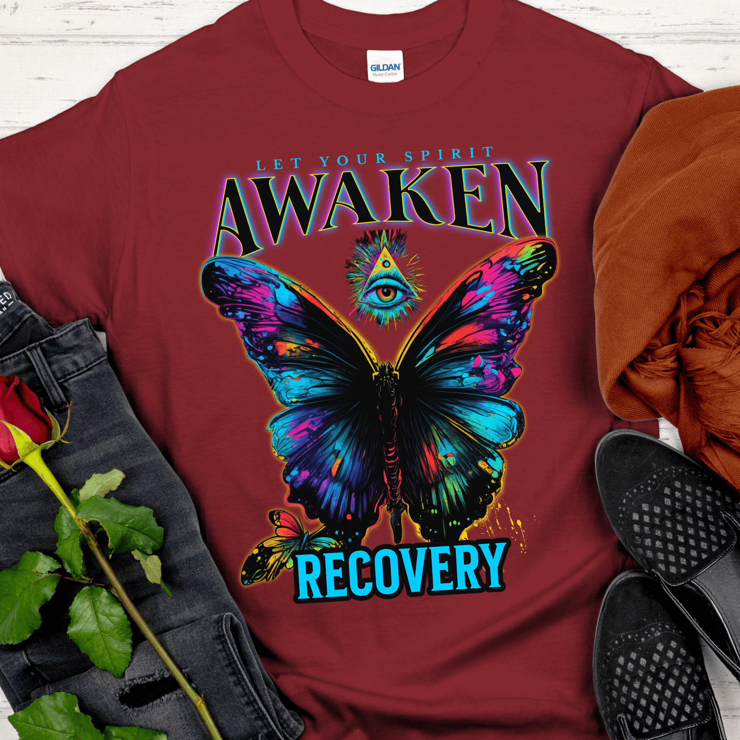 Recovery T-Shirt | Inspiring Sobriety | Spirit Awaken Butterfly
