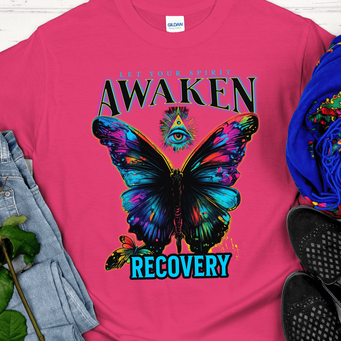 Recovery T-Shirt | Inspiring Sobriety | Spirit Awaken Butterfly