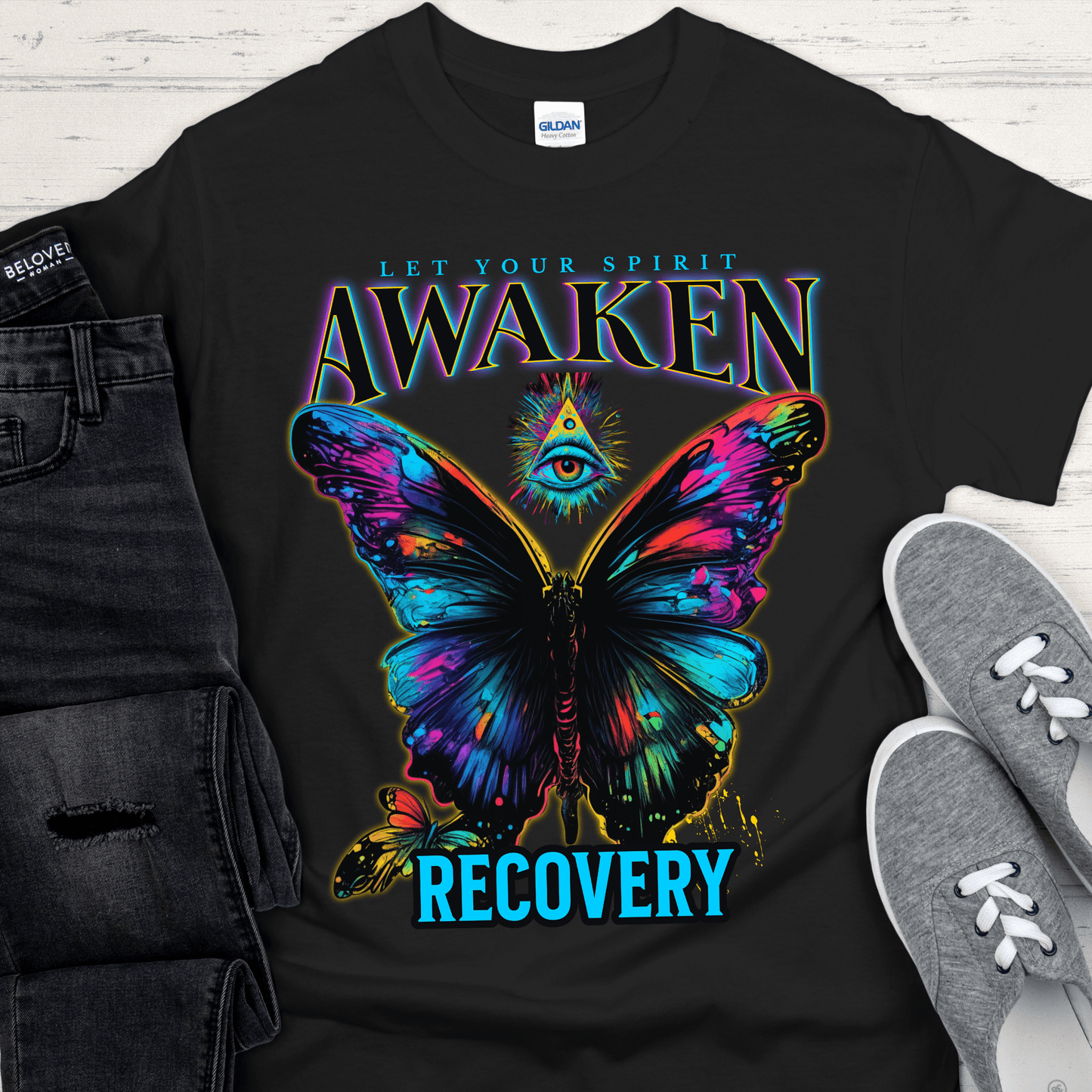 Recovery T-Shirt | Inspiring Sobriety | Spirit Awaken Butterfly