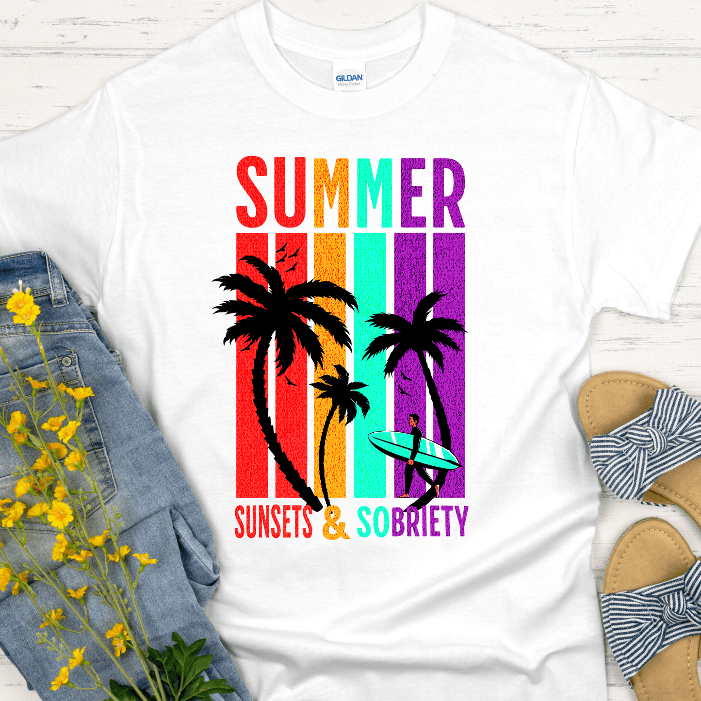 Recovery T-Shirt | Inspiring Sobriety | Summer Sunsets & Sobriety