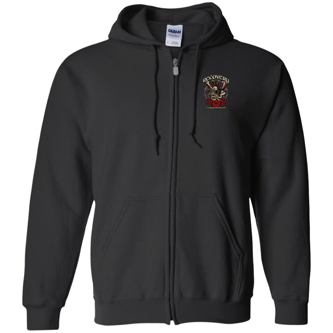 Recovery Zip Hoodie | Inspiring Sobriety | Recovery - Crushing The Serpent