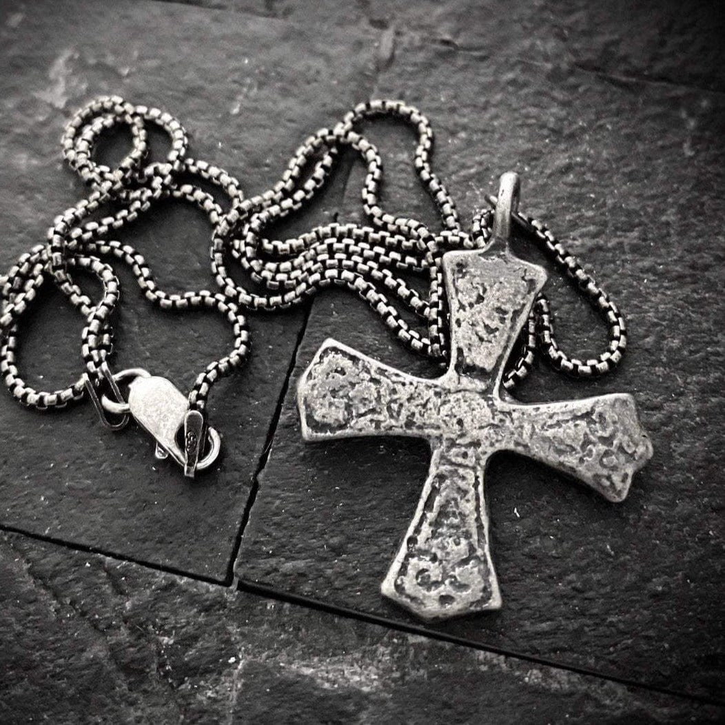 Sterling Silver Ancient Maltese Cross, Men's Religious Jewelry, Unisex Necklace, Medieval Cross, SS-013
