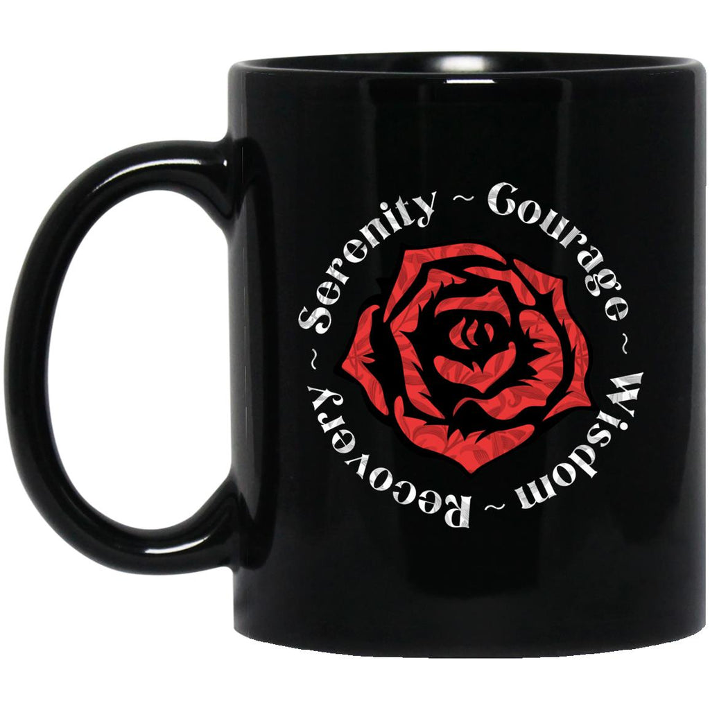 Recovery Coffee Mug Inspiring Sobriety Serenity Prayer Rose