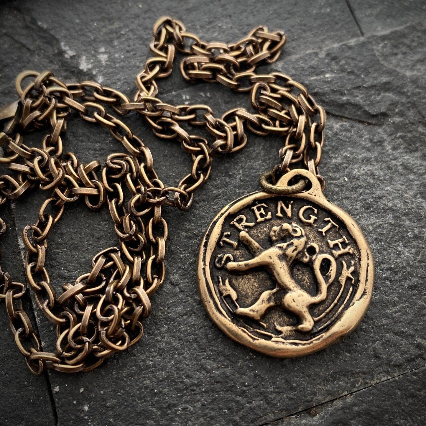 Bronze Lion Strength Necklace | Inspiring Sobriety