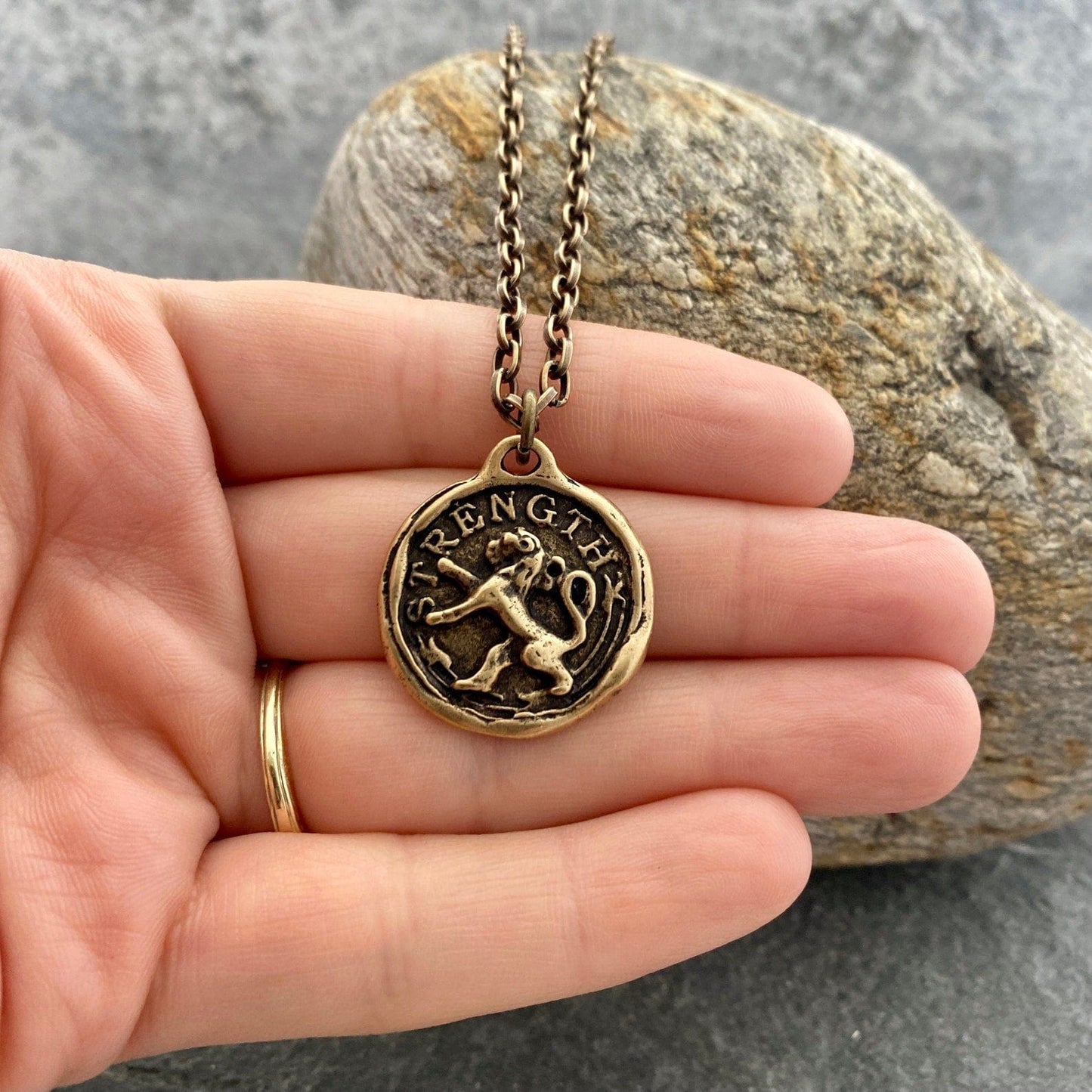 Bronze Lion Strength Necklace | Inspiring Sobriety