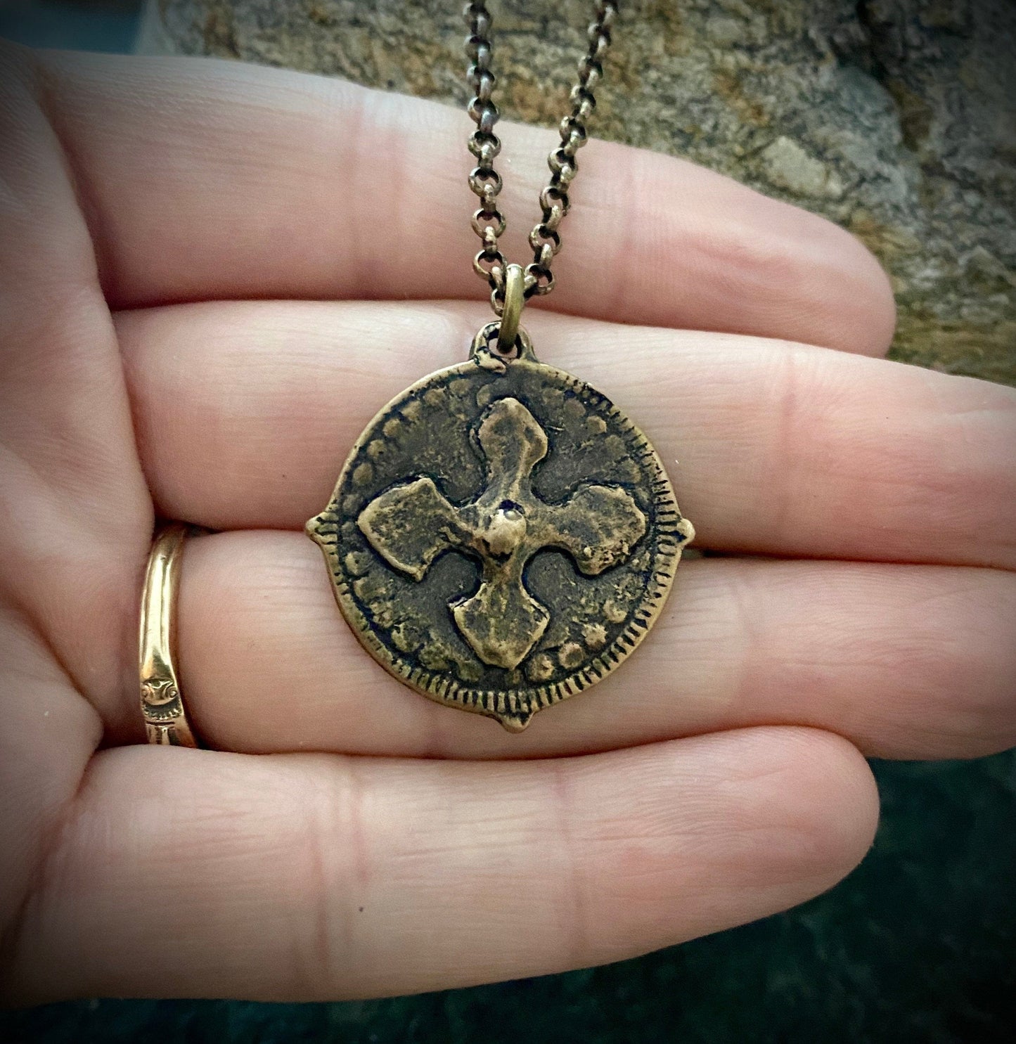 St. Michael Bronze Cross Necklace | Inspiring Sobriety