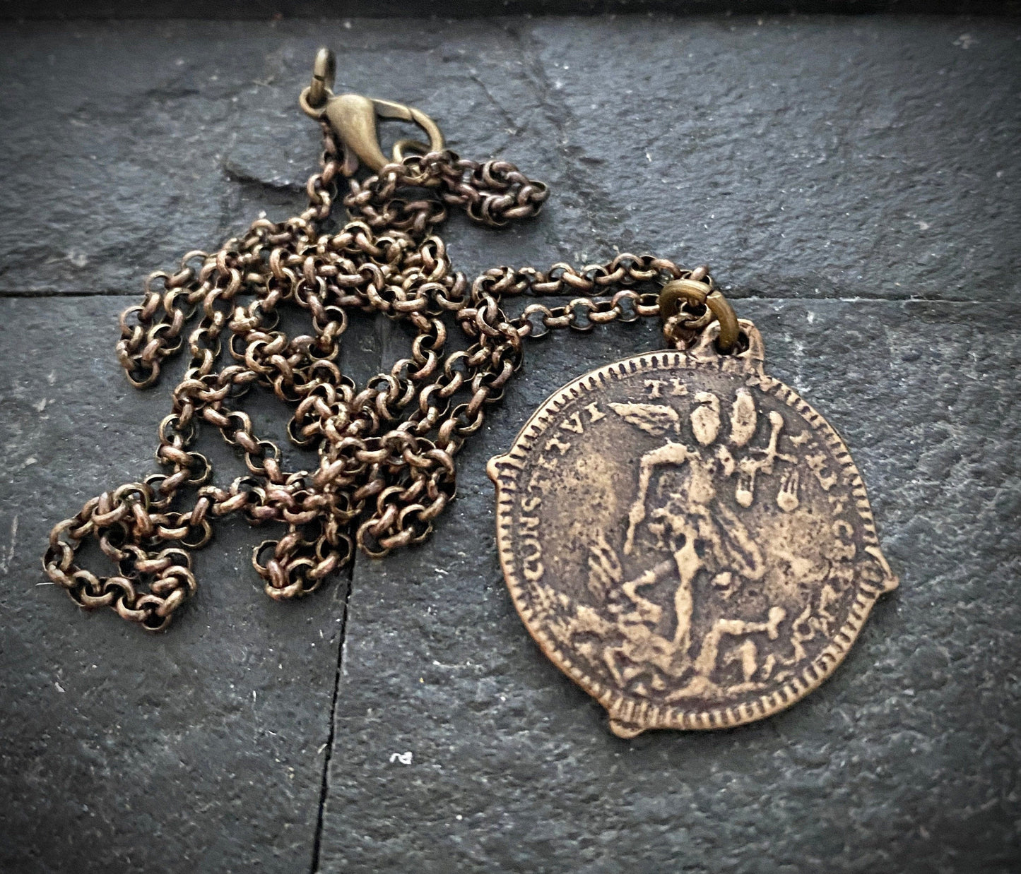 St. Michael Bronze Cross Necklace | Inspiring Sobriety