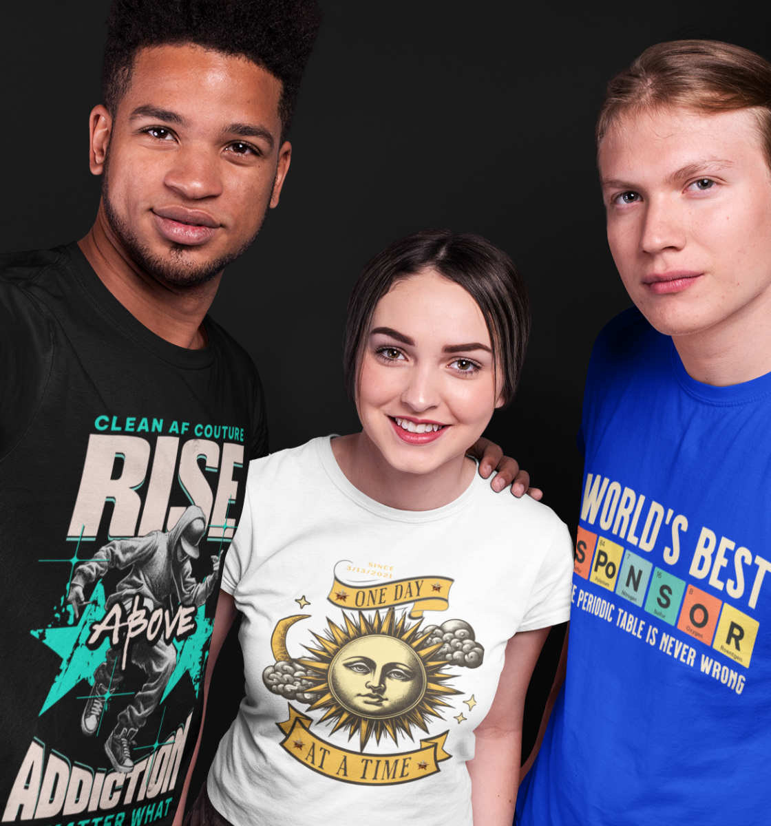 recovery t-shirt collection by Inspiring Sobriety