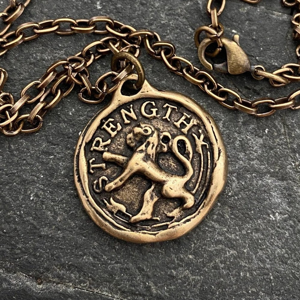 mens recovery gift strength lion pendant and chain