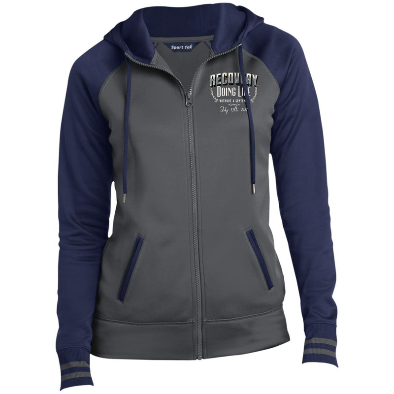 Custom Womens Recovery Sport-Wick® Full-Zip Hooded Jacket | Inspiring Sobriety |   Recovery - Doing Life Without a Sentence