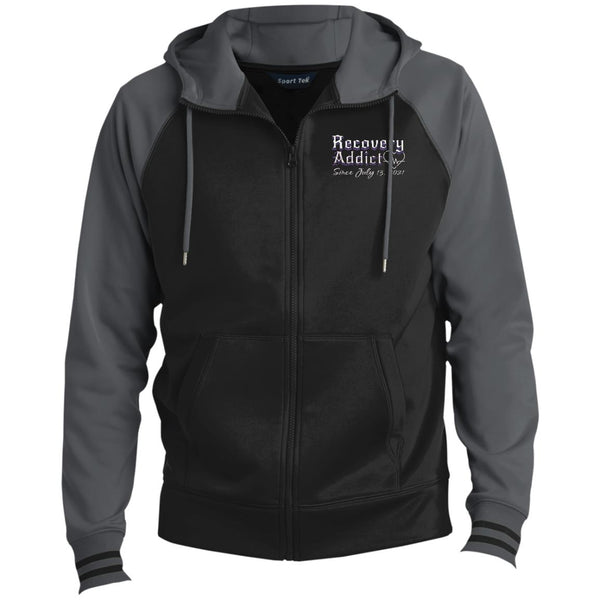 Custom Mens Recovery Sport-Wick® Full-Zip Hooded Jacket | Inspiring Sobriety |  Recovery Addict