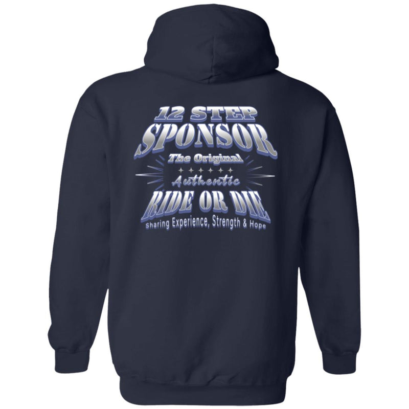 navy blue AA NA  Recovery Zip Hoodie  | Inspiring Sobriety |  12 Step Sponsor (Ride or Die)