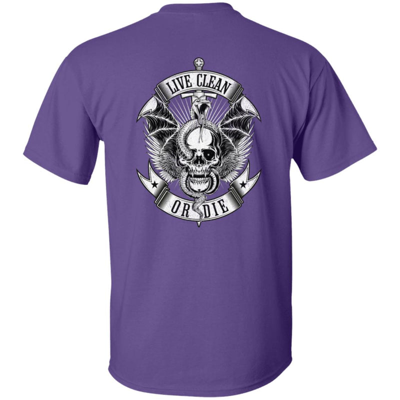 Recovery Unisex T-Shirt (Back Print)  | Inspiring Sobriety |  Live Clean or Die
