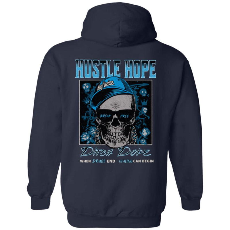 navy blue Recovery Zip Hoodie  | Inspiring Sobriety |  Hustle Hope, Ditch Dope