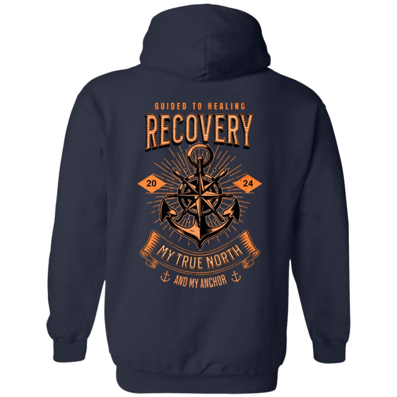 navy Custom Recovery Zip Hoodie  | Inspiring Sobriety |   Recovery - My True North