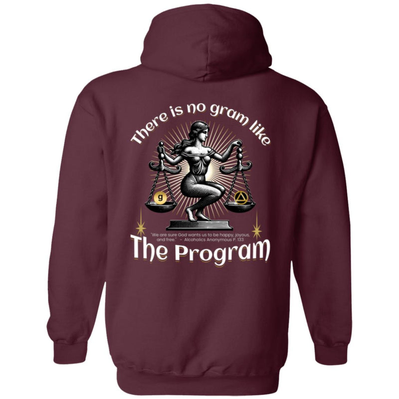 maroon AA Recovery Zip Hoodie  | Inspiring Sobriety |  There's No Gram Like The Program