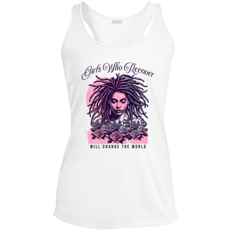 white Womens Recovery Tank | Inspiring Sobriety |  Girls Who Recover Will Change The World