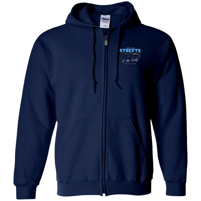 Recovery Zip Hoodie  | Inspiring Sobriety | From The Streets To The Seats (Blue)