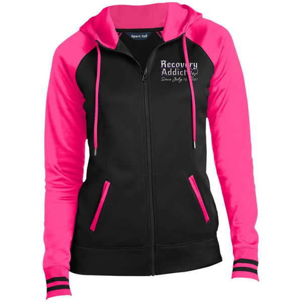 Custom Womens Recovery Sport-Wick® Full-Zip Hooded Jacket | Inspiring Sobriety |  Recovery Addict