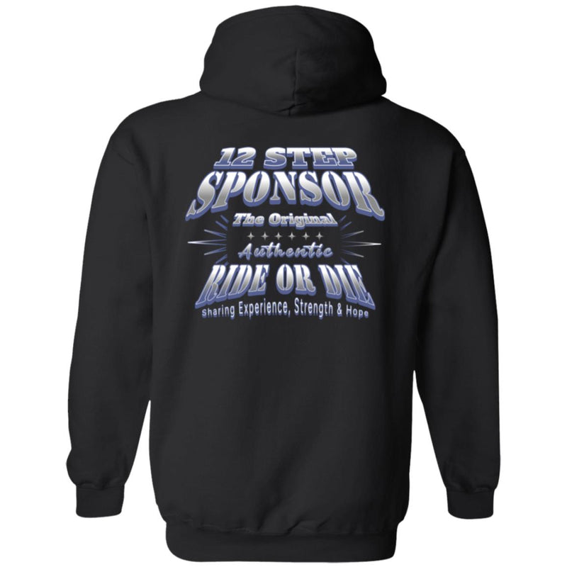 black AA NA  Recovery Zip Hoodie  | Inspiring Sobriety |  12 Step Sponsor (Ride or Die)