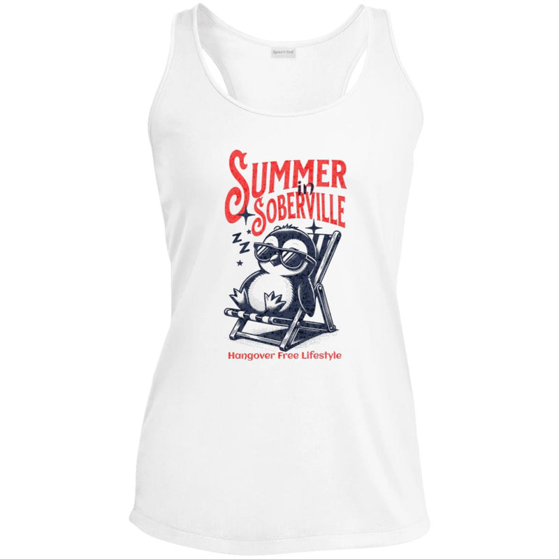 white Womens Recovery Tank | Inspiring Sobriety |   Summer in Soberville Penguin