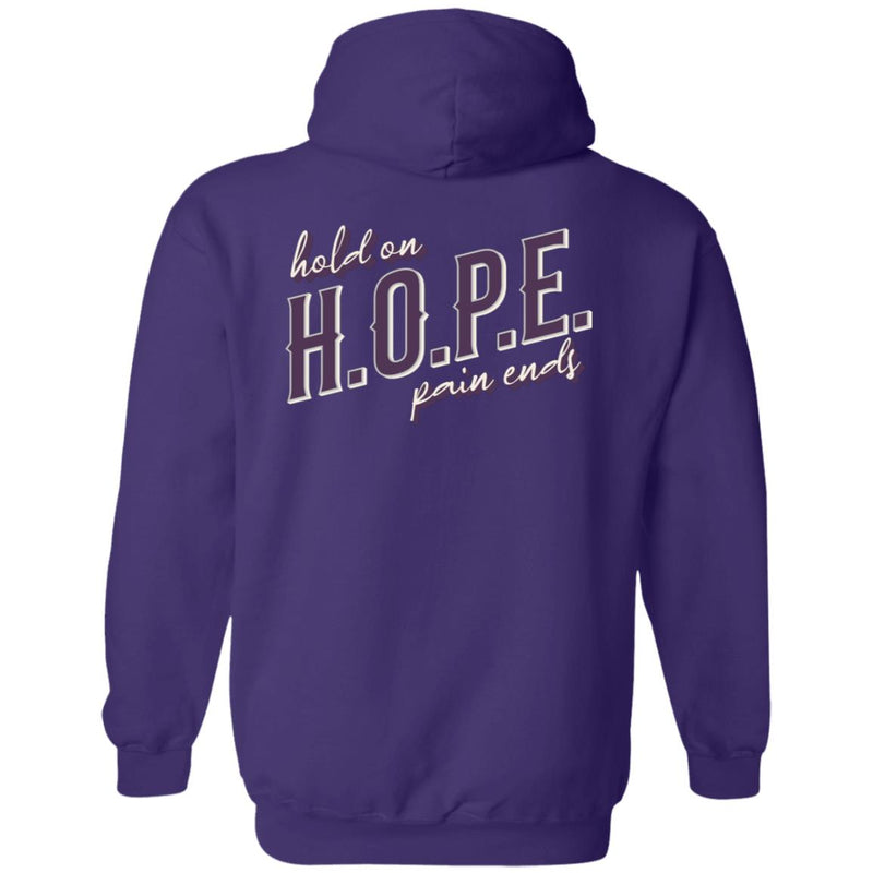 purple Recovery Zip Hoodie | Inspiring Sobriety | H.O.P.E. hold on pain ends