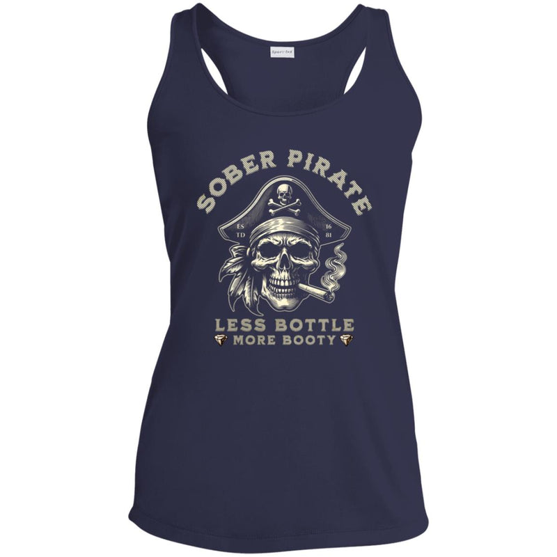 navy blue Custom Womens Recovery Tank | Inspiring Sobriety |  Sober Pirate - Less Bottle More Booty