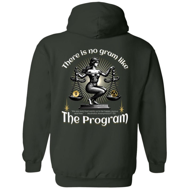 forest green AA Recovery Zip Hoodie  | Inspiring Sobriety |  There's No Gram Like The Program