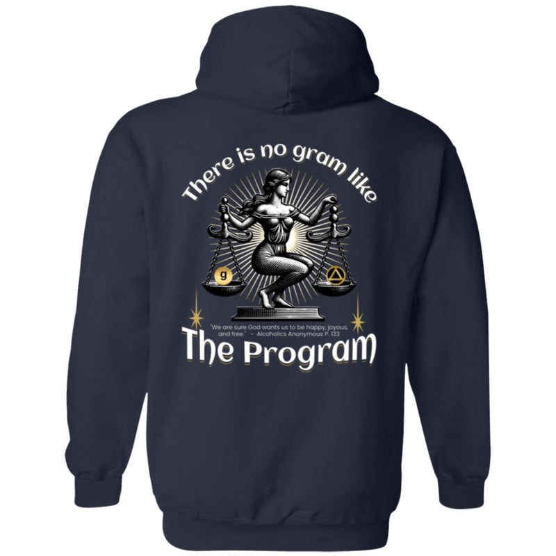 navy blue AA Recovery Zip Hoodie  | Inspiring Sobriety |  There's No Gram Like The Program