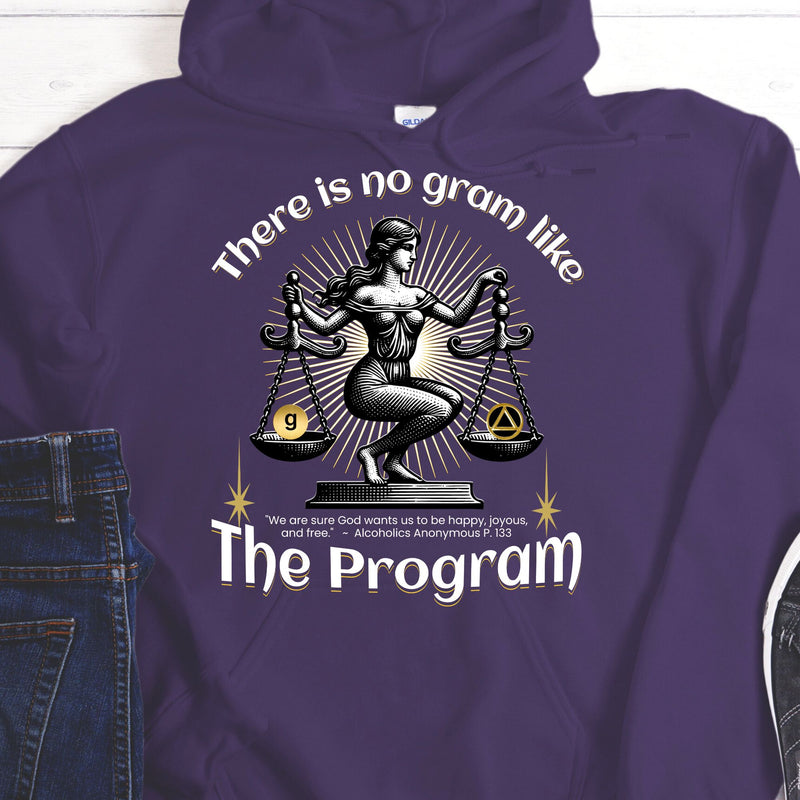 purple AA Recovery Hoodie | Inspiring Sobriety |  There's No Gram Like The Program